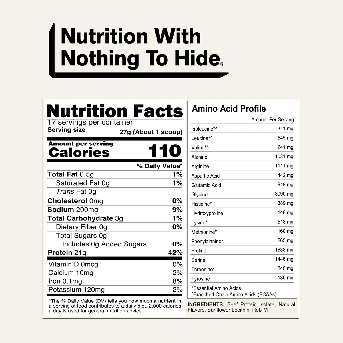 Vanilla Beef Protein Powder | Naked Vanilla Beef Protein - 1.2LB