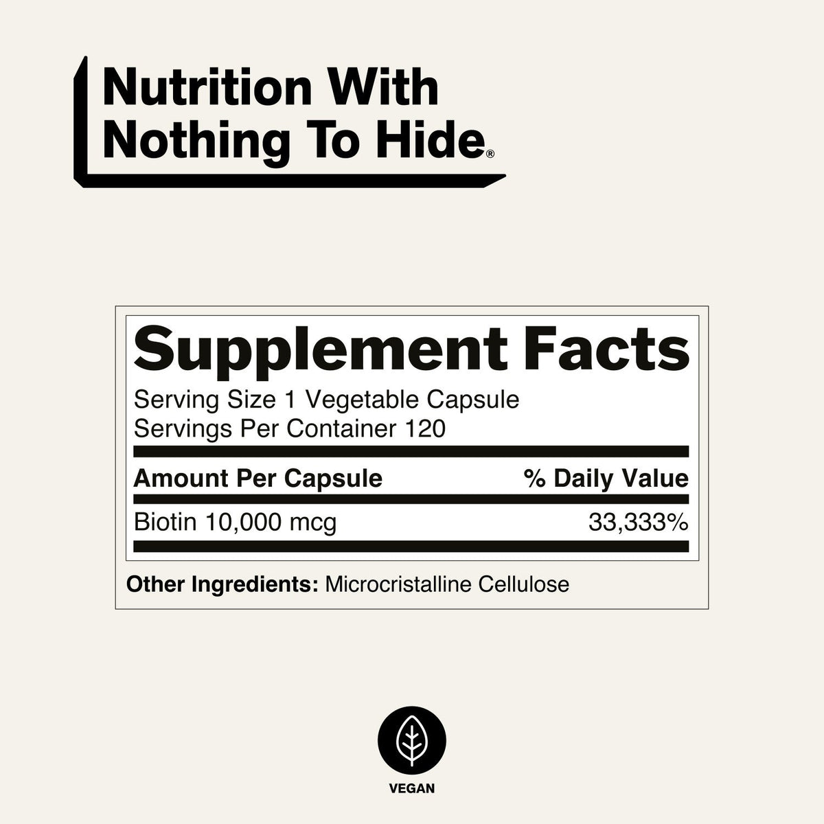 Daily Biotin Supplement | Naked Biotin - 120 Capsules