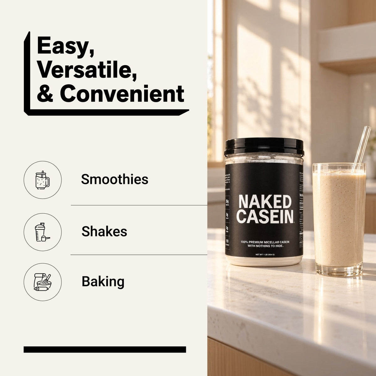 Micellar Casein Protein Powder Supplement