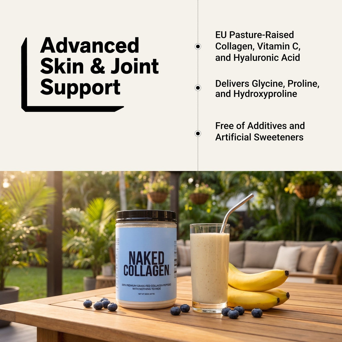 Collagen Peptides with Hyaluronic Acid | Naked Collagen Advanced - 1.3 LB