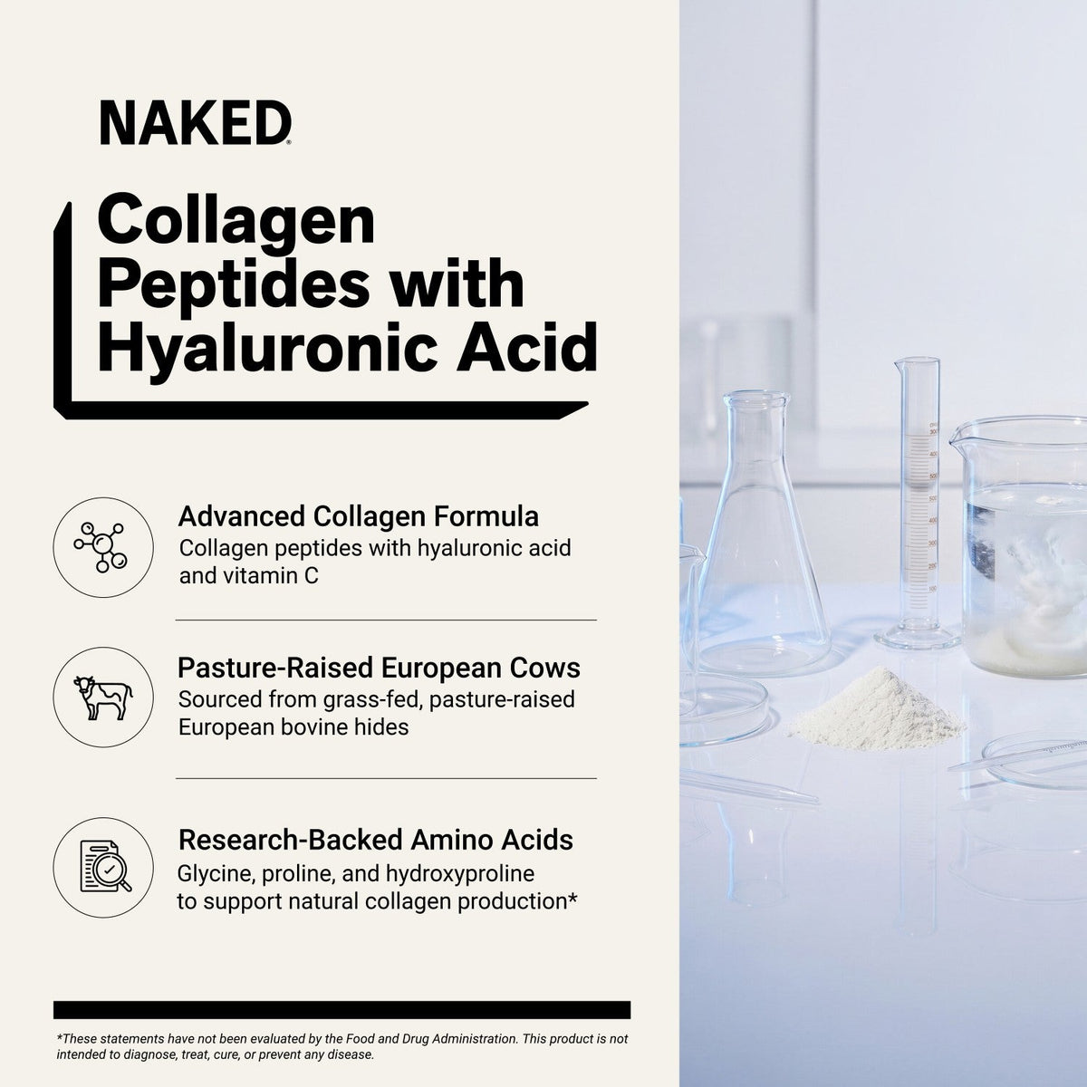 Vanilla Collagen Peptides with Hyaluronic Acid | Naked Collagen Advanced - 1.3 LB