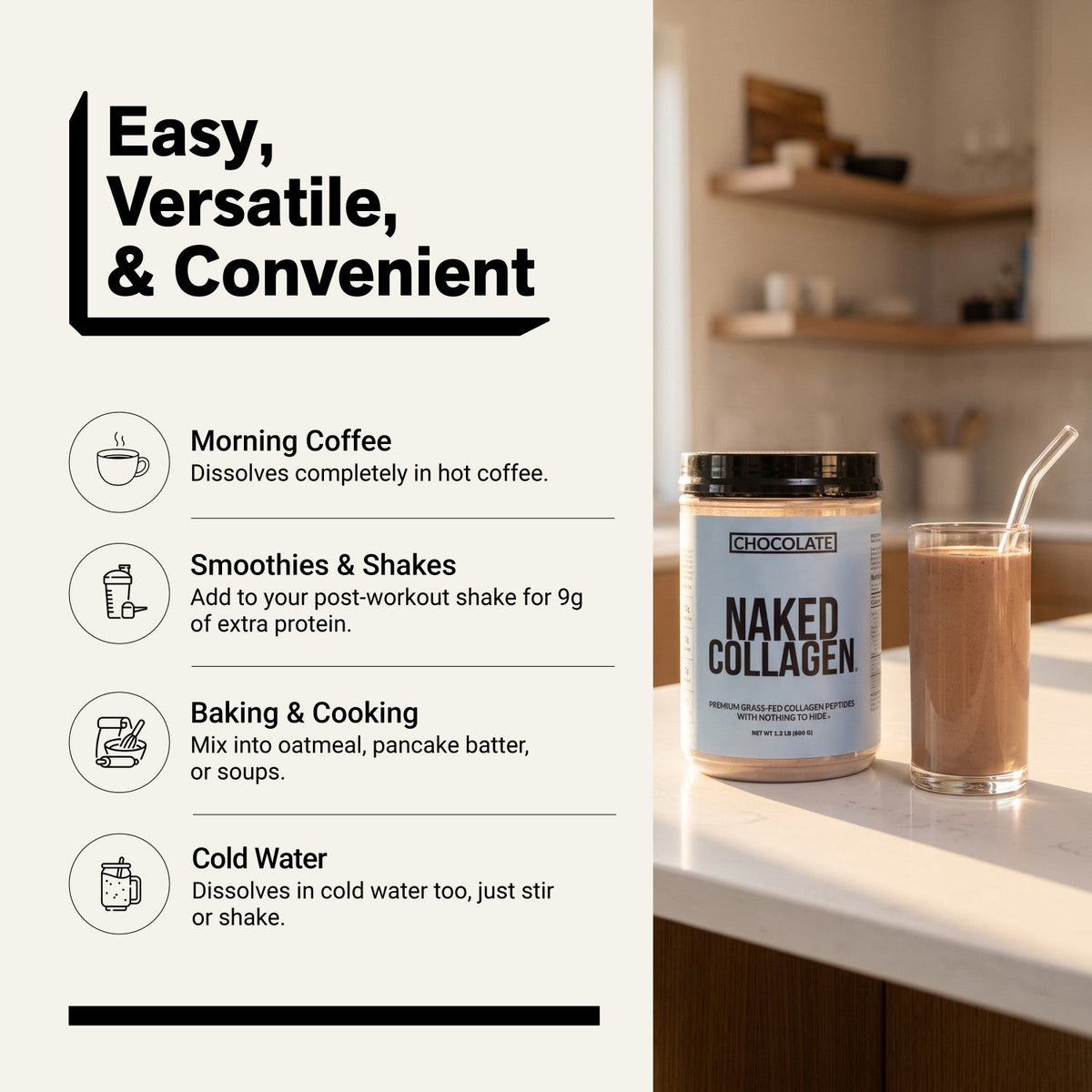 Chocolate Collagen Peptides Powder | Naked Collagen - 1.3 LB