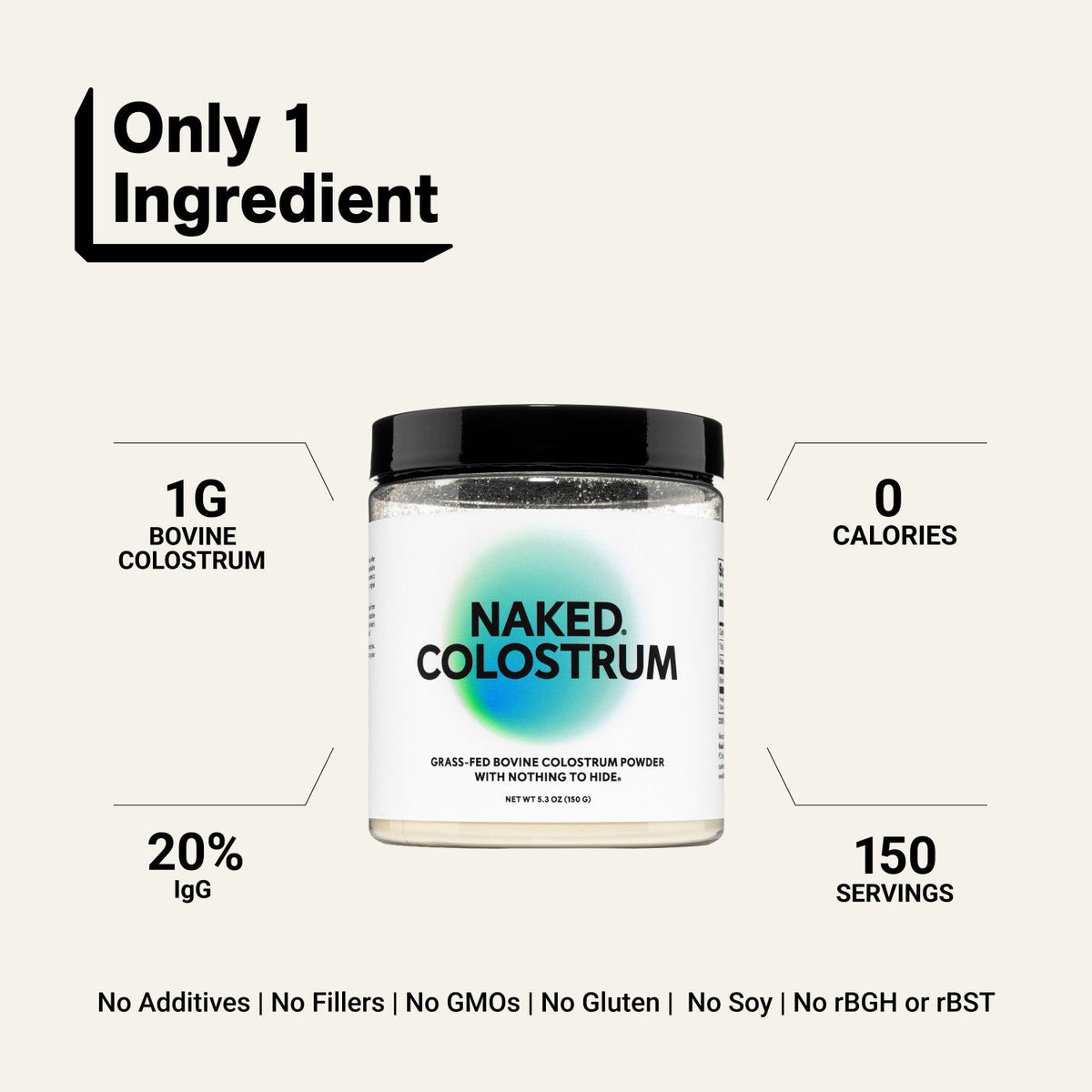 Grass-Fed Colostrum Powder | Naked Colostrum - 150 Servings