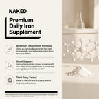Daily Iron Supplement | Naked Iron - 60 Capsules