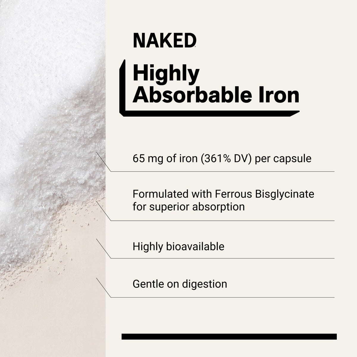 Daily Iron Supplement | Naked Iron - 60 Capsules