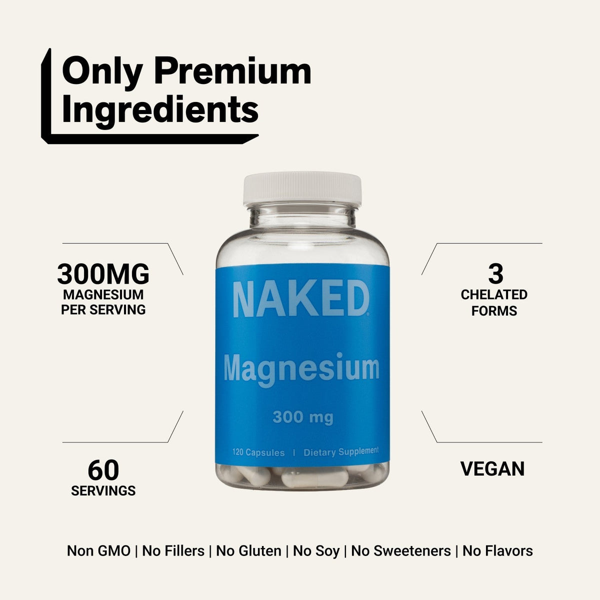 Daily Magnesium Supplement | Naked Magnesium - 120 Capsules
