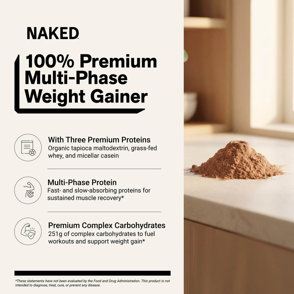 Chocolate Mass Gainer Protein Supplement | Naked Chocolate Mass - 8LB