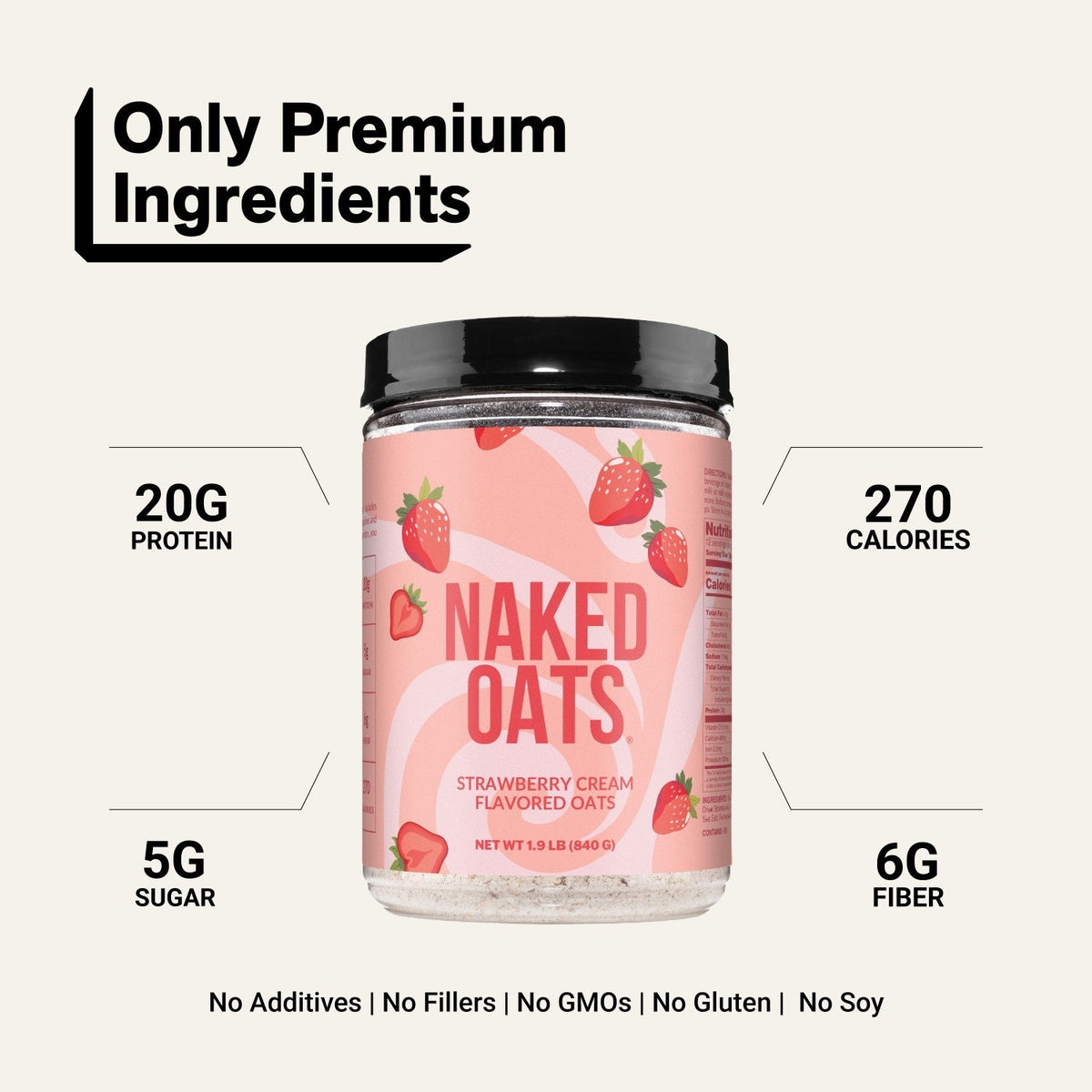Strawberry Cream Protein Oats | Naked Oats