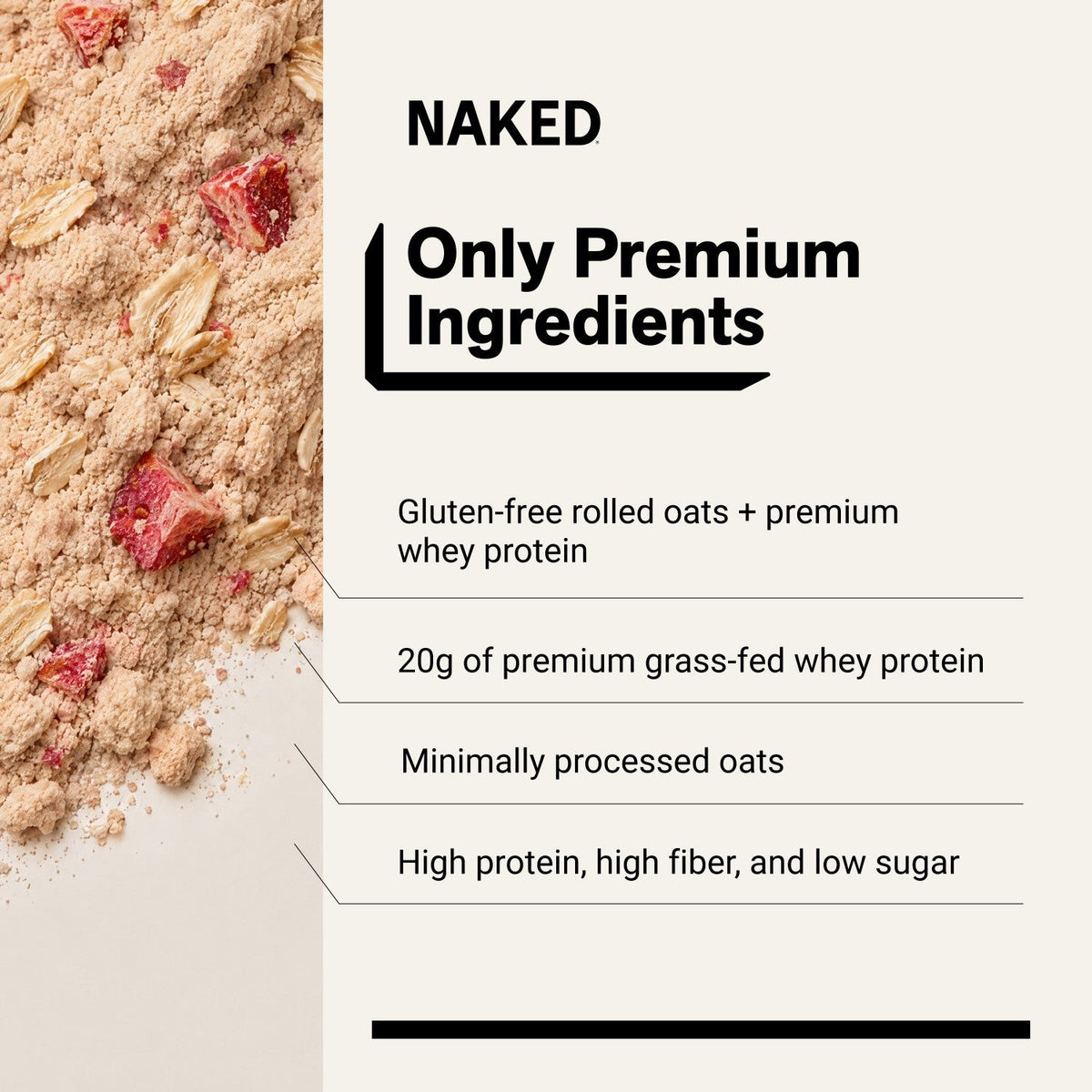Strawberry Cream Protein Oats | Naked Oats