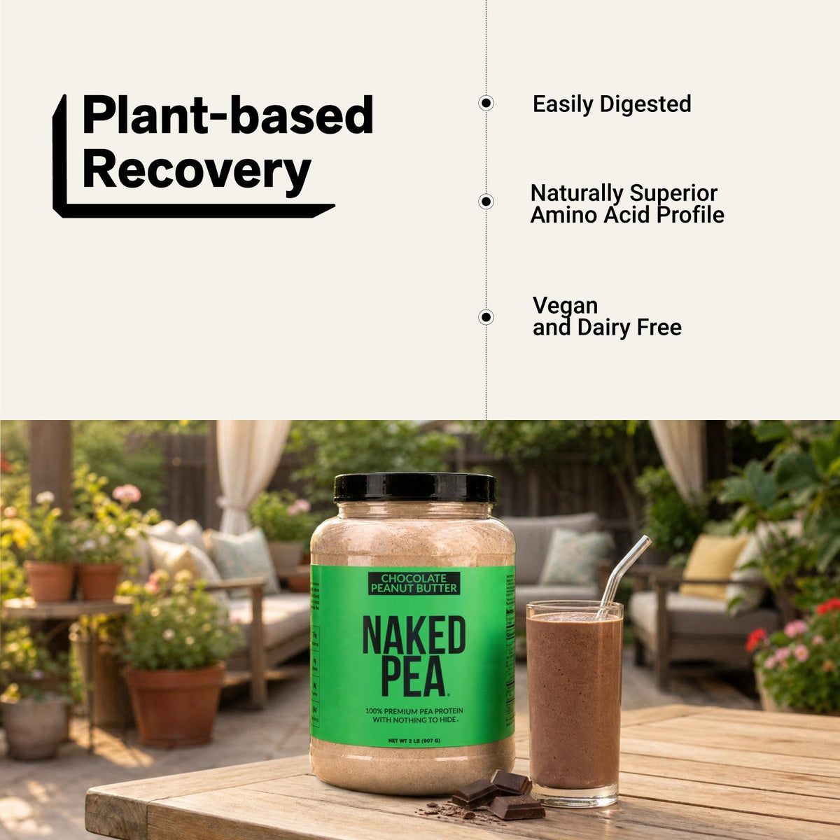 Chocolate Peanut Butter Pea Protein Powder | Naked Pea - 2LB