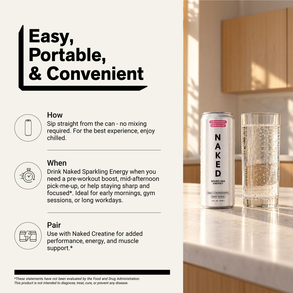 Strawberry Lemonade Naked Sparkling Energy | Clean Energy Drink - 12 Cans