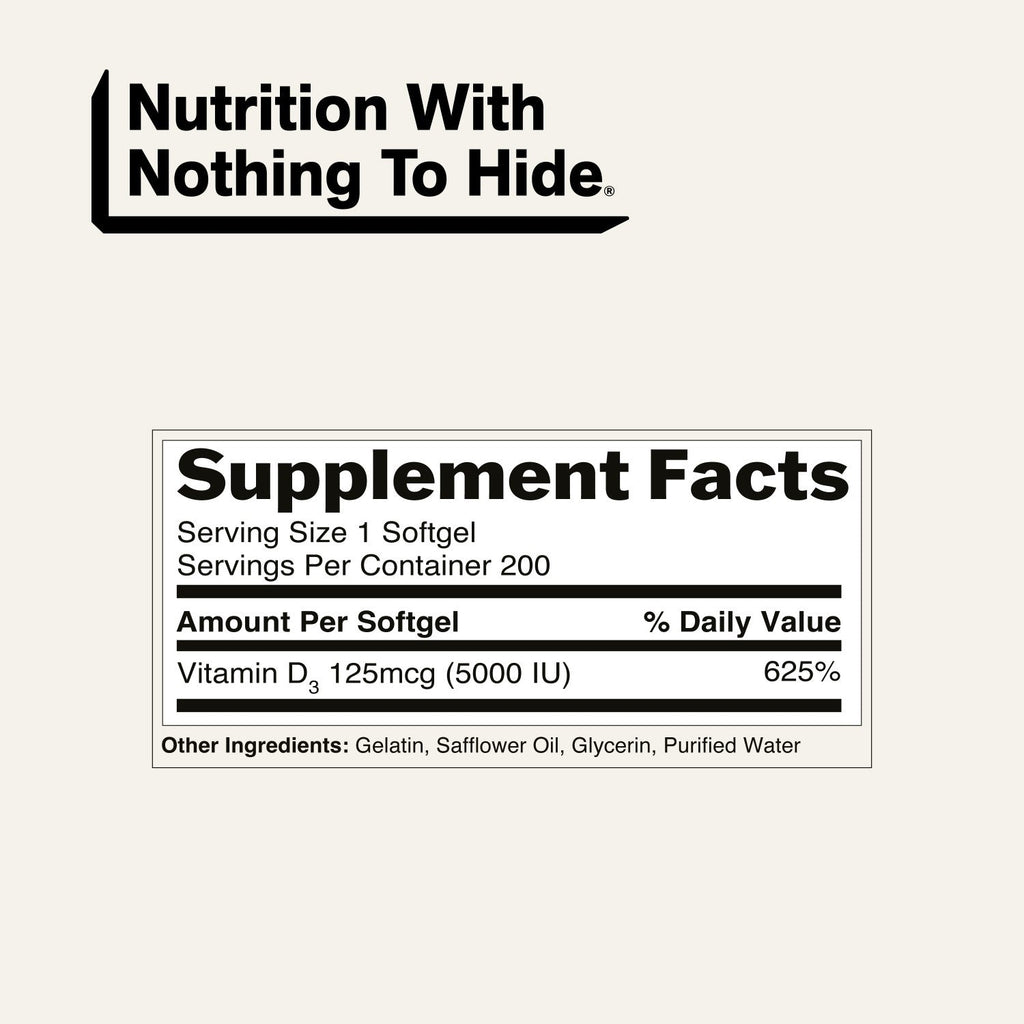 Daily Vitamin D3 Supplement | Naked Vitamin D - 200 Softgels