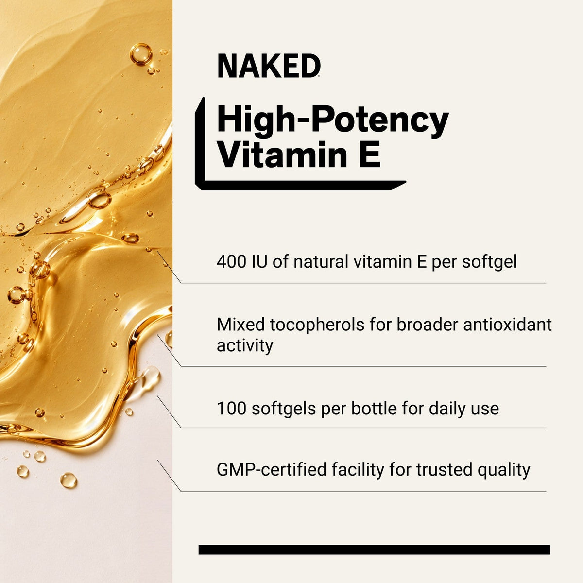 Daily Vitamin E Supplement | Naked Vitamin E - 100 Softgels
