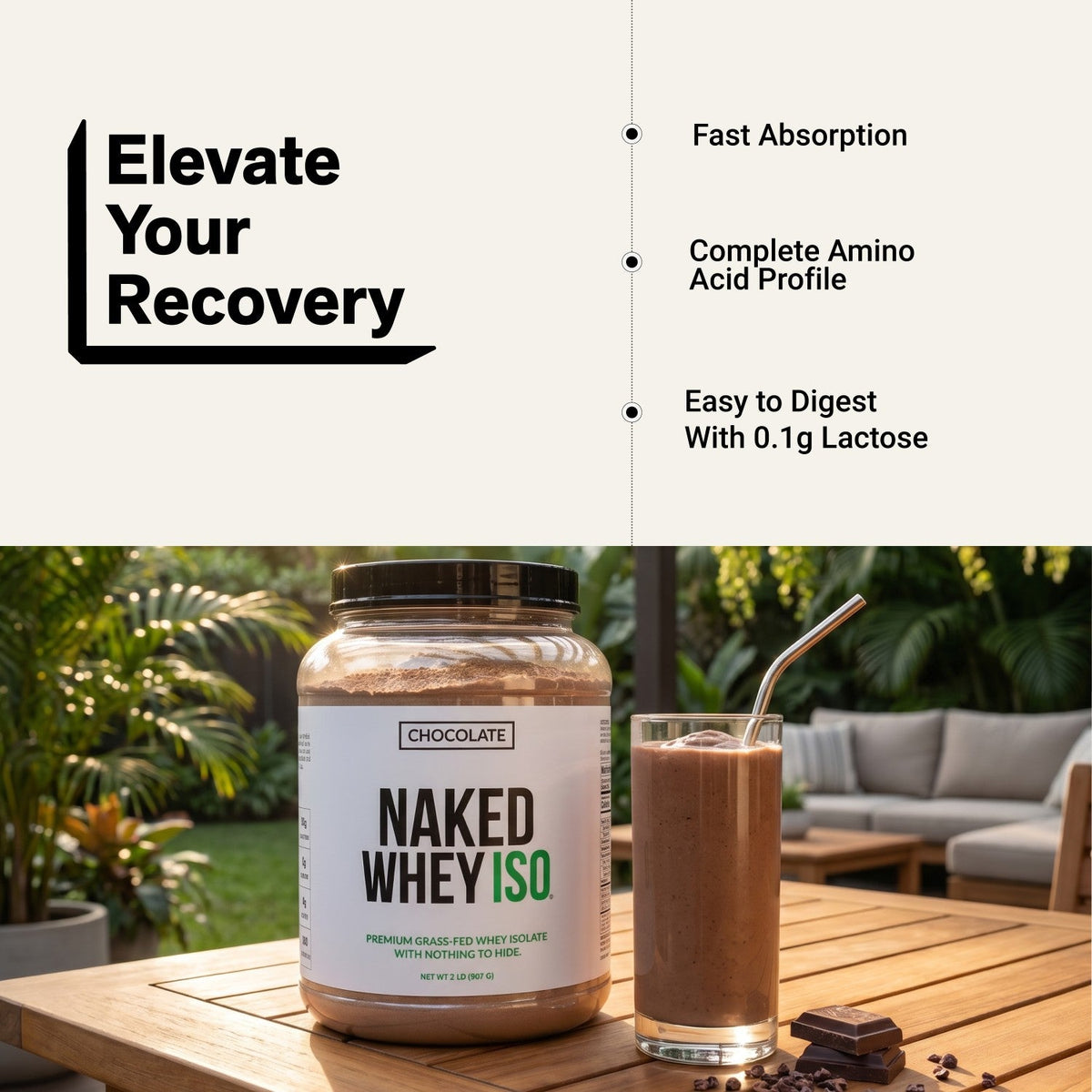 Chocolate Grass-Fed Whey Isolate Protein Powder | Naked Whey Isolate - 2LB