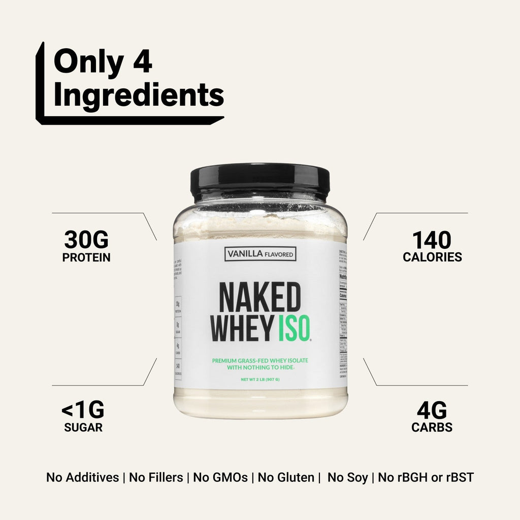 Vanilla Grass-Fed Whey Isolate Protein Powder | Naked Whey Isolate - 2LB