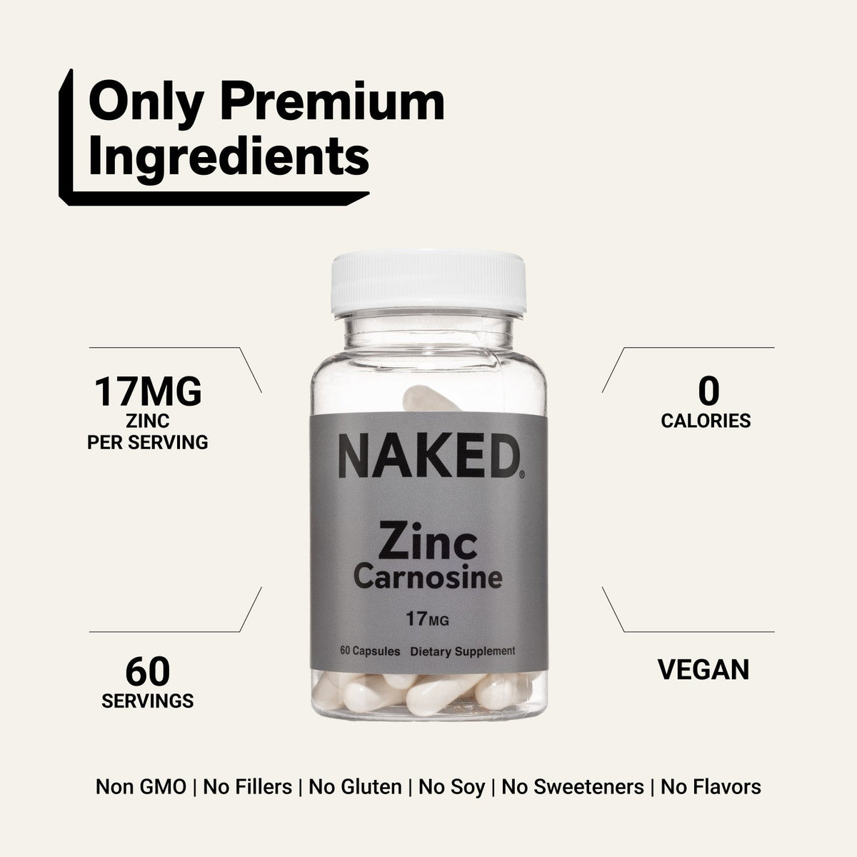 Daily Zinc Supplement | Naked Zinc Carnosine - 60 Capsules